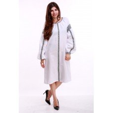Embroidered dress "Thought 2" White&Gray
