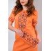 Embroidered classic dress "Elegy" Peach