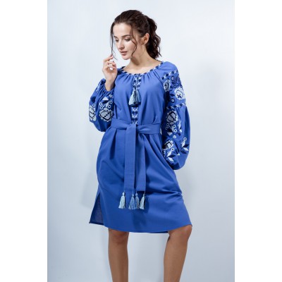 Embroidered boho dress "Charm" Blue