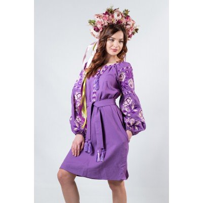 Embroidered boho dress "Charm" Lilac