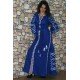 Boho Style Ukrainian Embroidered Maxi Broad Dress Blue "Grace"