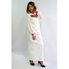 Embroidered dress "Rose Breath 6" milk