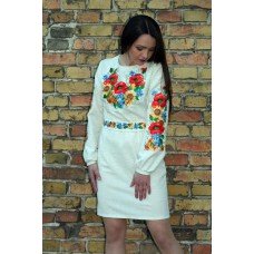Embroidered dress "Ukrainian Bouquet" gray