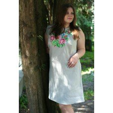 Embroidered dress "Song of Summer" gray