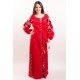 Boho Style Ukrainian Embroidered Dress "Charm 3" black on red