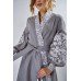Embroidered Wrap Around Dress "Firebird" Gray