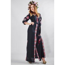 Embroidered Maxi Dress "Cool Geometry" Navy