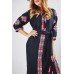 Embroidered Maxi Dress "Cool Geometry" Navy