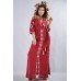 Embroidered Maxi Dress "Cool Geometry" Maroon