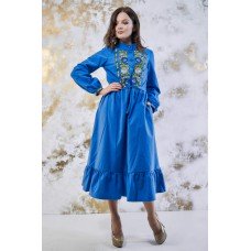Embroidered Midi Dress "Whisper of Colour" Electric