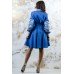 Embroidered Wrap Around Dress "Firebird" Blue