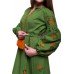 Embroidered Dress "Bohemian Roses" olive