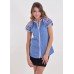 Embroidered blouse "Little Star" blue/white/red 