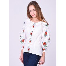 Embroidered blouse "Magnificent Poppies" white