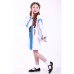 Embroidered dress for girl "Thought" White+Blue