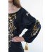 Boho Style Ukrainian Embroidered Folk  Blouse "Magic Herbs" golden on black