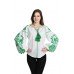 Boho Style Ukrainian Embroidered Blouse "Tree of Life" green on white