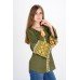 Boho Style Ukrainian Embroidered Blouse "Carpathian Flower" yellow on olive