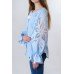 Boho Style Ukrainian Embroidered Blouse "Richelieu" gentle blue