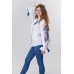 Boho Style Ukrainian Embroidered Folk  Blouse "Richelieu" blue on white