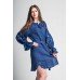 Boho Style Ukrainian Embroidered Dress "Richelieu" blue