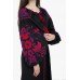 Boho Style Ukrainian Embroidered Dress "Boho Birds" red on black