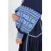 Boho Style Ukrainian Embroidered Dress "Carpathian Flower" blue on navy