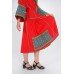 Boho Style Ukrainian Embroidered Dress "Carpathian Flower" blue on red