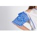 Boho Style Ukrainian Embroidered Dress "Carpathian Flower Summer" blue on white