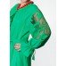 Boho Style Ukrainian Embroidered Dress "Richelieu" green