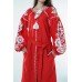 Boho Style Ukrainian Embroidered Dress "Boho Flowers" white on red 