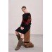 Knitted dress "Flowers" red/black