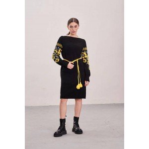 Knitted dress "Flowers" yellow/black