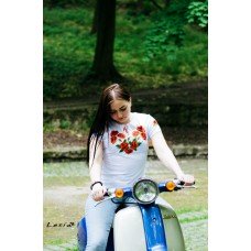 Embroidered t-shirt "Luxurious Poppies on White" maxi embroidery