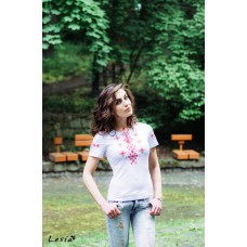 Embroidered t-shirt "Wave - Red on White" maxi embroidery
