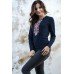 Embroidered t-shirt with long sleeves "Geometric Fantasy" Navy