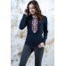 Embroidered t-shirt with long sleeves "Geometric Fantasy" Navy