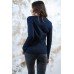 Embroidered t-shirt with long sleeves "Geometric Fantasy" Navy