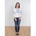 Embroidered t-shirt with 3/4 sleeves "Slavic Charm" blue on white
