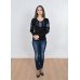 Embroidered t-shirt with long sleeves "Grace" blue on black