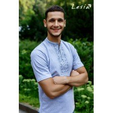 Embroidered t-shirt for men "Carpathian" gray on gray