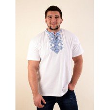 Embroidered t-shirt for men "Galaxy" blue on white