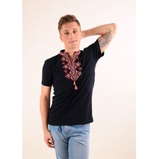 Embroidered t-shirt for men "Galaxy" red on black