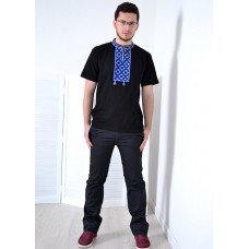 Embroidered t-shirt for men "Glory" blue on black