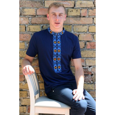 Embroidered t-shirt for men "Symmetry" navy
