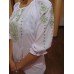 Embroidered  blouse "Shining Moon Lime on White"