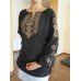 Embroidered  blouse "Fantastic Flowers Brown on Black"