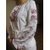Embroidered  blouse "Ornaments Brown&Red on White"