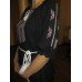 Embroidered  blouse "Magic Triangles Red on Black"