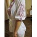 Embroidered  blouse "Fantastic Flowers Red on White"